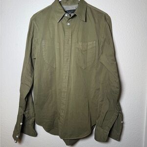 rag & bone Garment Dyed Cotton Arrow Men's Green Button-Down Shirt
